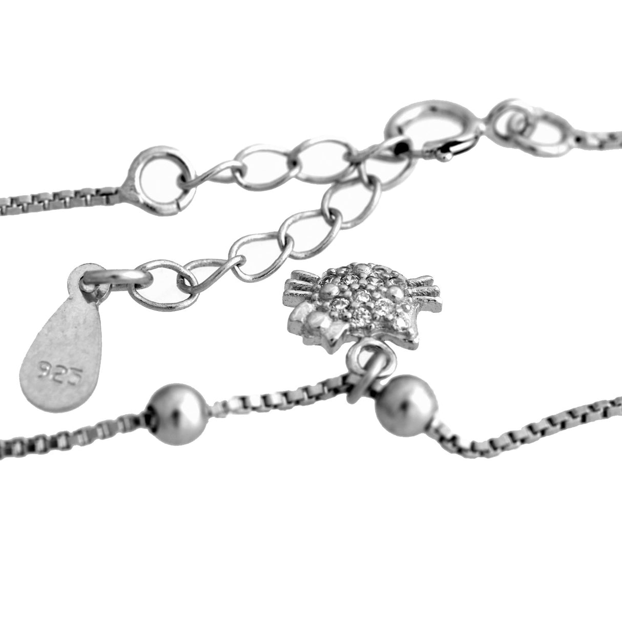 Bratara din Argint 925 rodiata cu pandantiv pisica