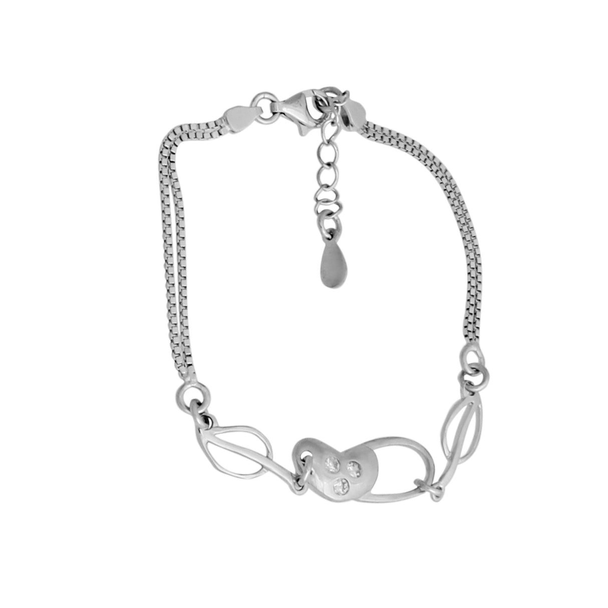 Bratara Dubla din Argint 925 cu model Inima