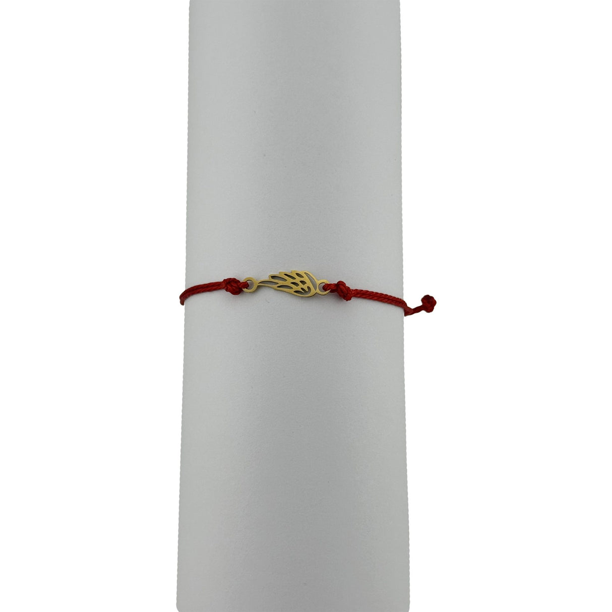 Bratara Martisor pentru Dama, Jolie, Model Aripa, Set 12 bucati, Pandativ din Inox Auriu, Snur Ajustabil Impletit, Rosu - vivimall.ro
