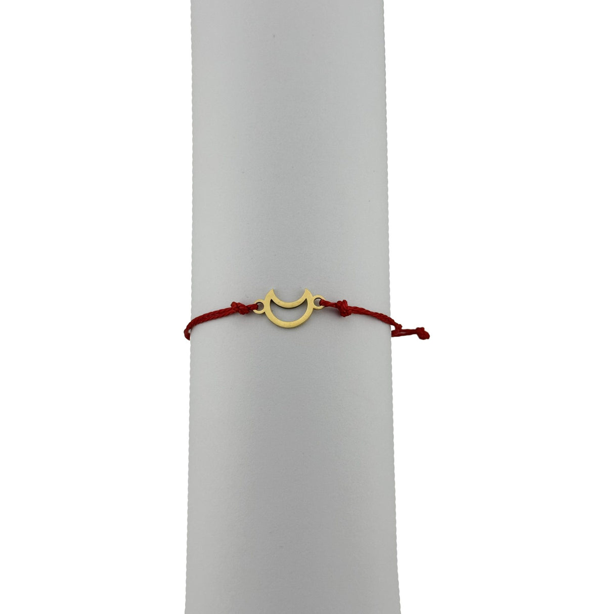 Bratara Martisor pentru Dama, Jolie, Model Luna Contur, Set 12 bucati, Pandativ din Inox Auriu, Snur Ajustabil Impletit, Rosu - vivimall.ro