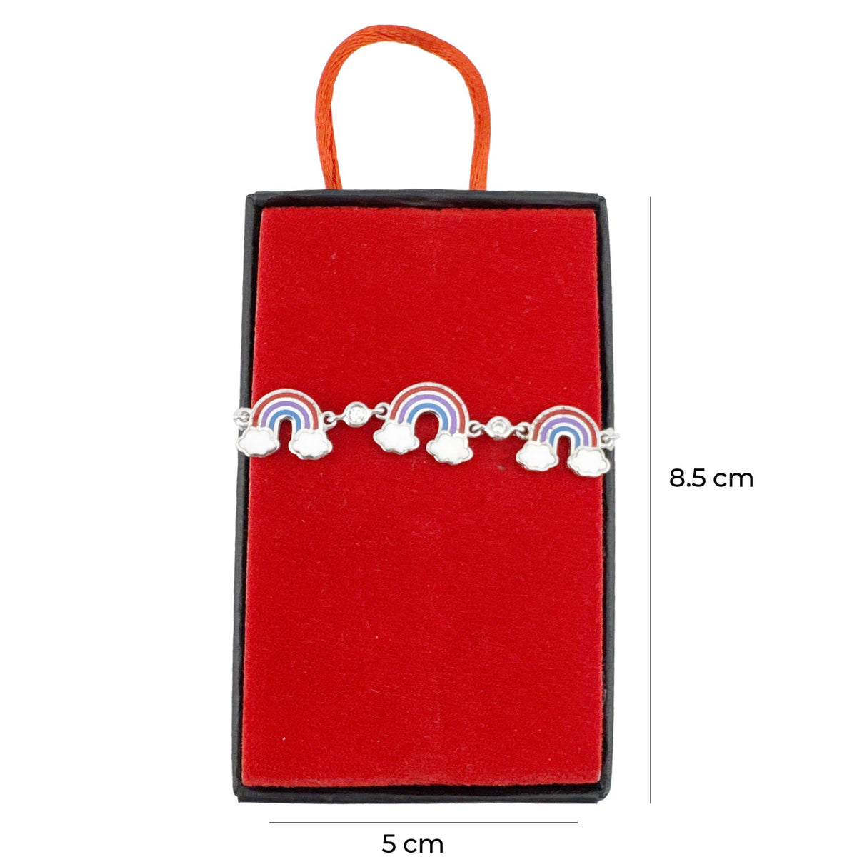Bratara pentru Dama Copii, Jolie, Argint 925, Model Curcubeu Multicolor, cu Email si Zirconiu, Argintiu - vivimall.ro