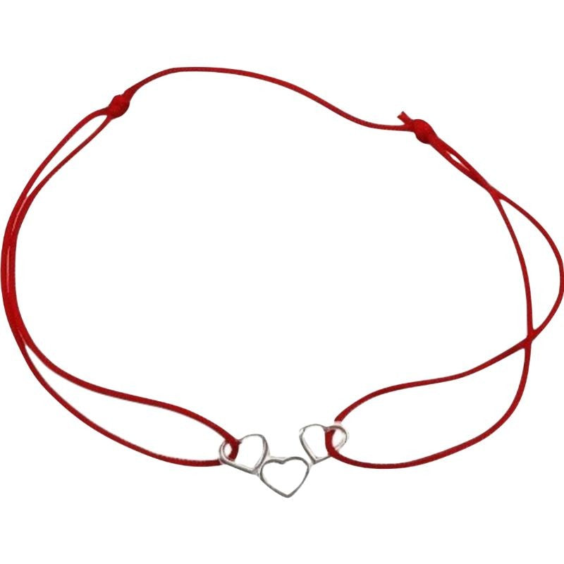 Bratara Snur Reglabil, Argint 925, Inimi Unite, Jolie Silver, 0.6 g, 1.5 cm x 1 cm - vivimall.ro