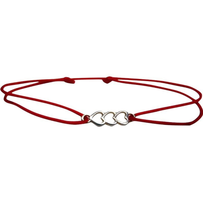 Bratara Snur Reglabil, Argint 925, Sir Inimioare, 0.5 g, 2 cm x 0.5 cm - vivimall.ro