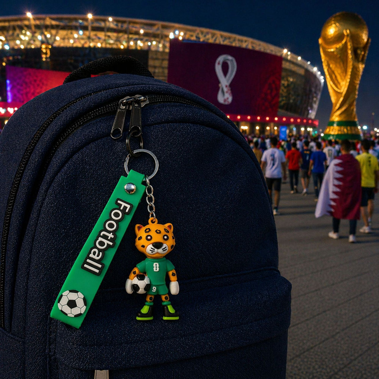Breloc Chei, Flippy, Model Leopard, Mascota de Fotbal, Cupa Mondiala, Accesoriu Pentru Chei si Rucsac, Cauciuc Moale, 26 g, 6.2 x 3.4 cm, Verde - vivimall.ro