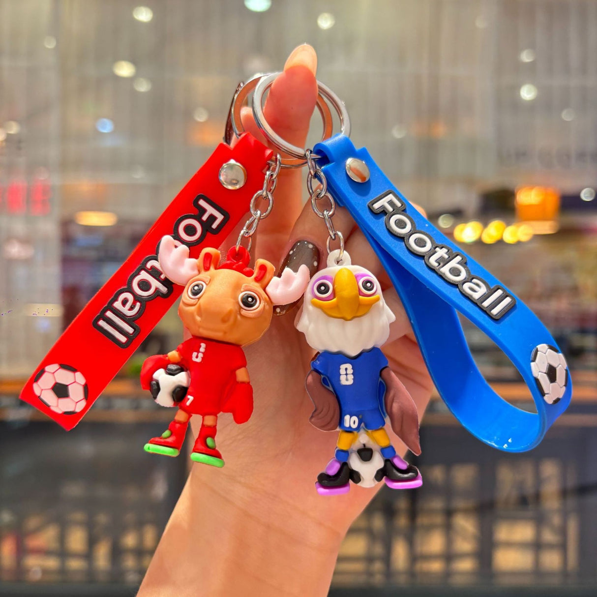 Breloc Chei, Flippy, Model Vultur, Mascota de Fotbal, Cupa Mondiala, Accesoriu Pentru Chei si Rucsac, Cauciuc Moale, 26 g, 6.2 x 3.4 cm, Albastru - vivimall.ro