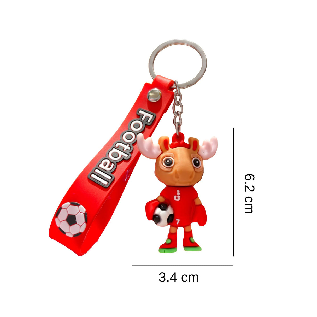 Breloc Chei, Flippy, Model Cerb, Mascota de Fotbal, Cupa Mondiala, Accesoriu Pentru Chei si Rucsac, Cauciuc Moale, 26 g, 6.2 x 3.4 cm, Rosu - vivimall.ro