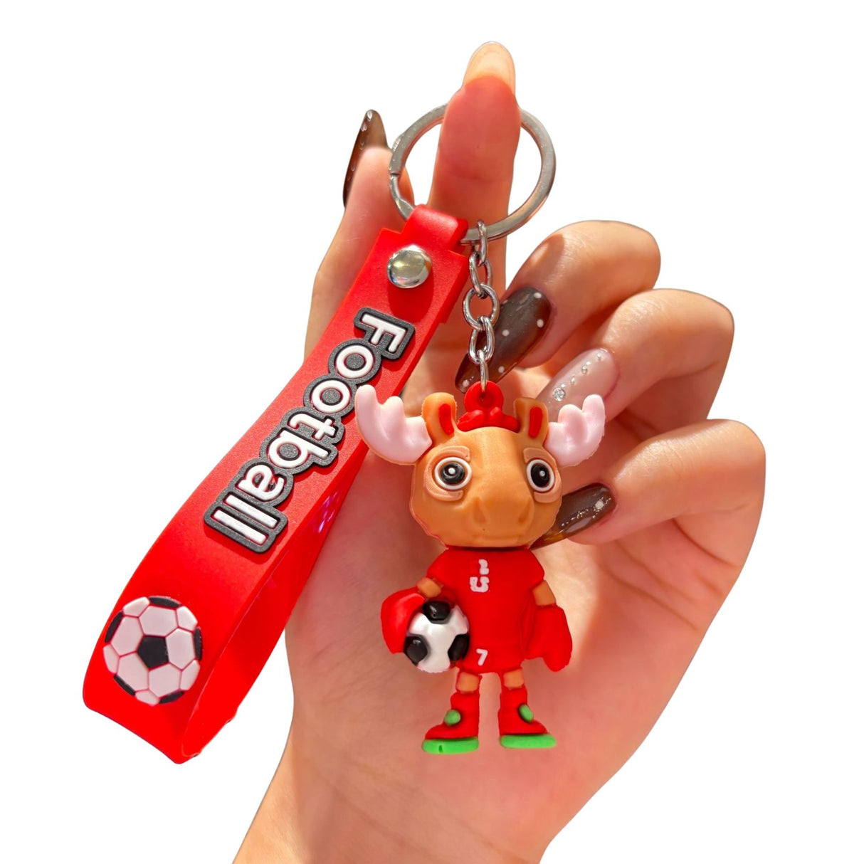 Breloc Chei, Flippy, Model Cerb, Mascota de Fotbal, Cupa Mondiala, Accesoriu Pentru Chei si Rucsac, Cauciuc Moale, 26 g, 6.2 x 3.4 cm, Rosu - vivimall.ro