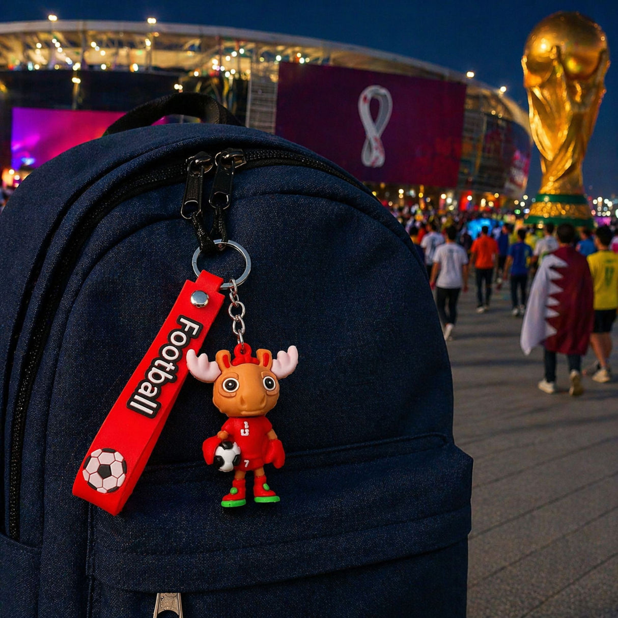 Breloc Chei, Flippy, Model Cerb, Mascota de Fotbal, Cupa Mondiala, Accesoriu Pentru Chei si Rucsac, Cauciuc Moale, 26 g, 6.2 x 3.4 cm, Rosu - vivimall.ro