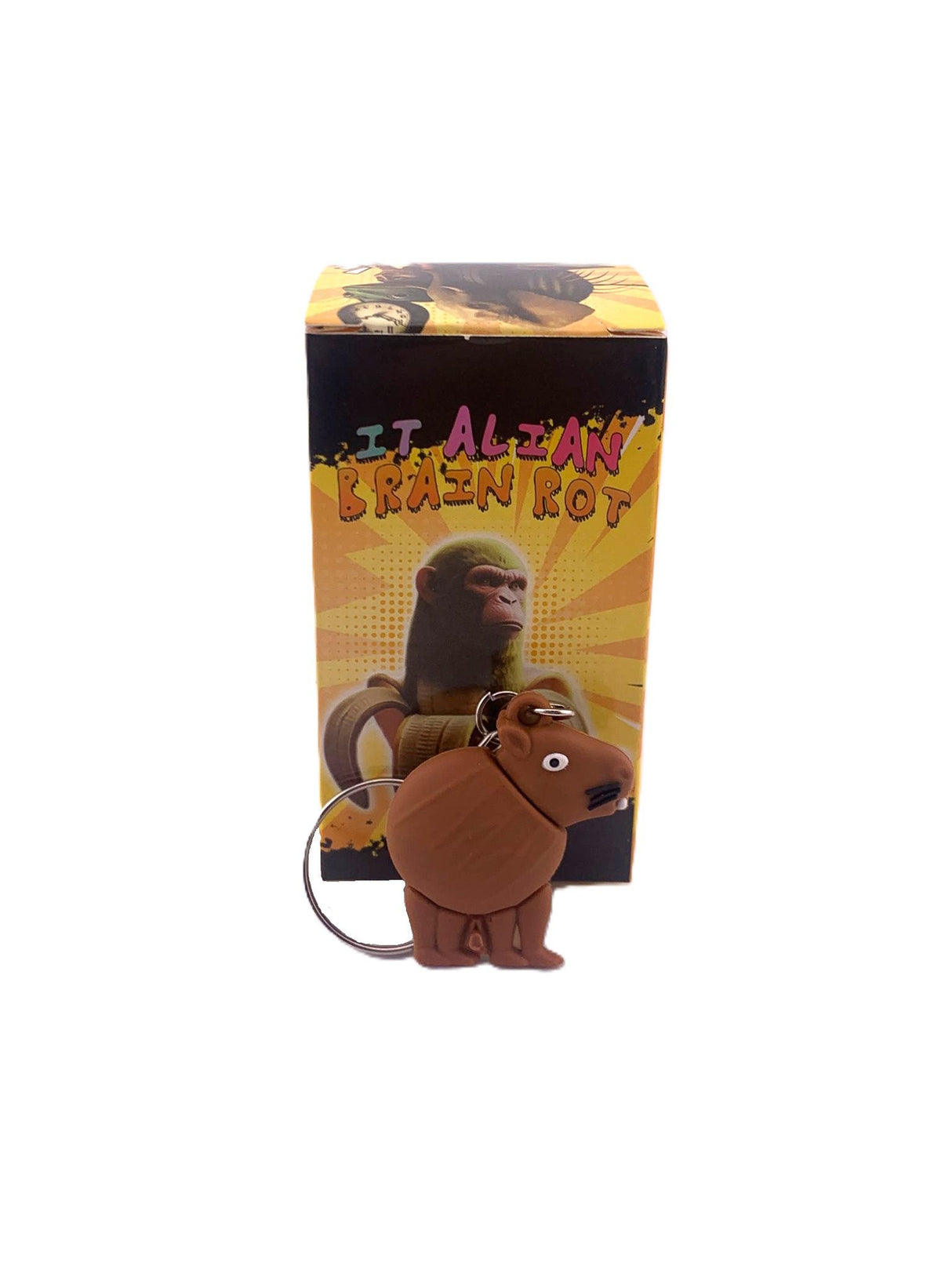 Breloc de Chei din Silicon, Flippy, Figurina Brainrot Capybara, 4 cm, Maro