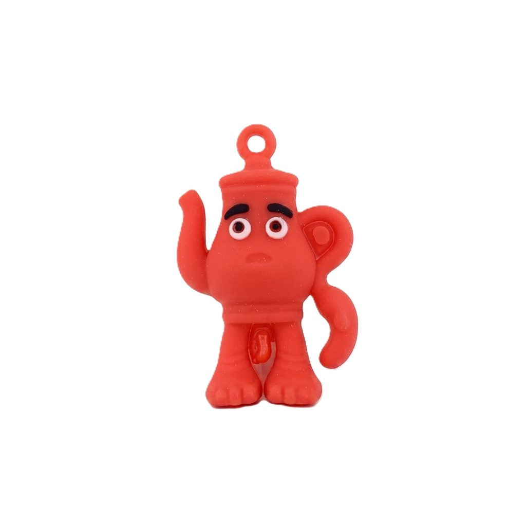 Breloc de Chei din Silicon, Flippy, Figurina Brainrot Ceainic Sahur, 4 cm, Rosu - vivimall.ro