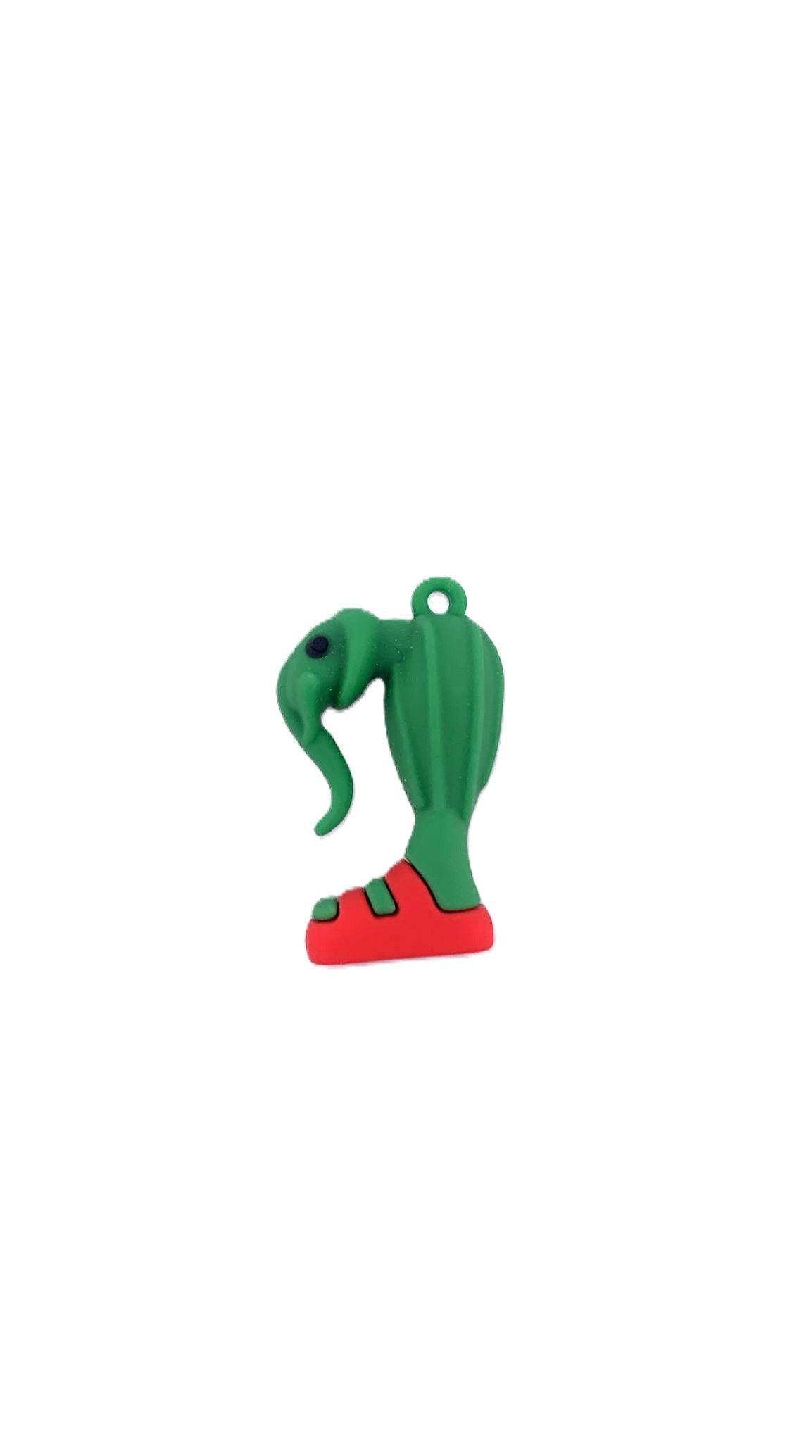 Breloc de Chei din Silicon, Flippy, Figurina Brainrot Elefant Cactus Lirili Larila, 4 cm, Verde/Rosu - vivimall.ro