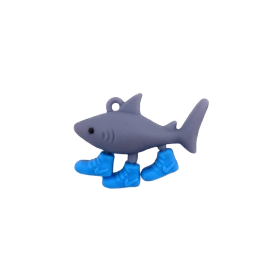 Breloc de Chei din Silicon, Flippy, Figurina Brainrot Tralalero Tralala, 4 cm, Gri/Albastru - vivimall.ro