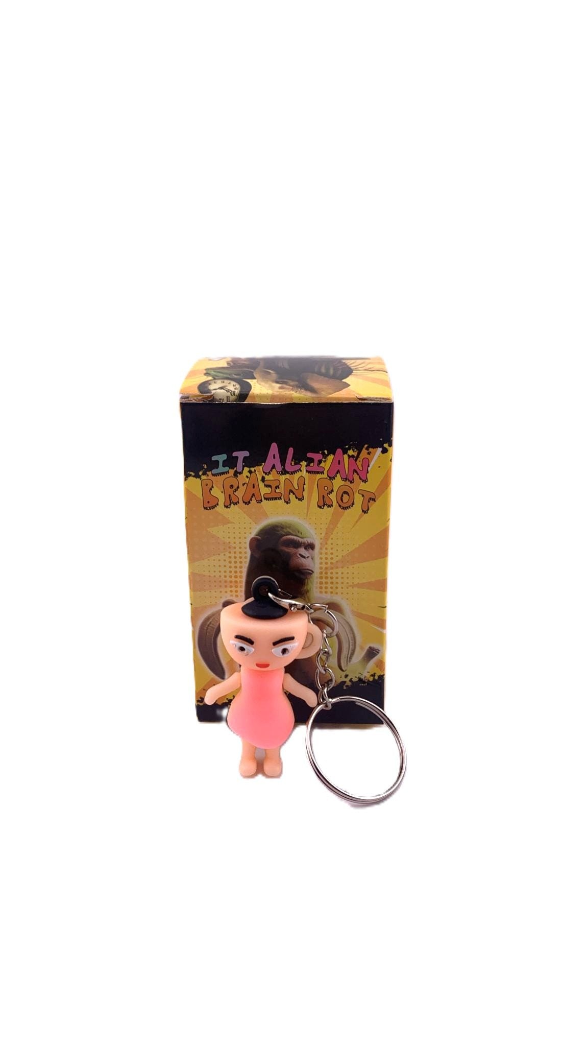 Breloc de Chei din Silicon, Flippy, Figurina Brainrot Ballerina Cappuccina, 4 cm, Roz - vivimall.ro