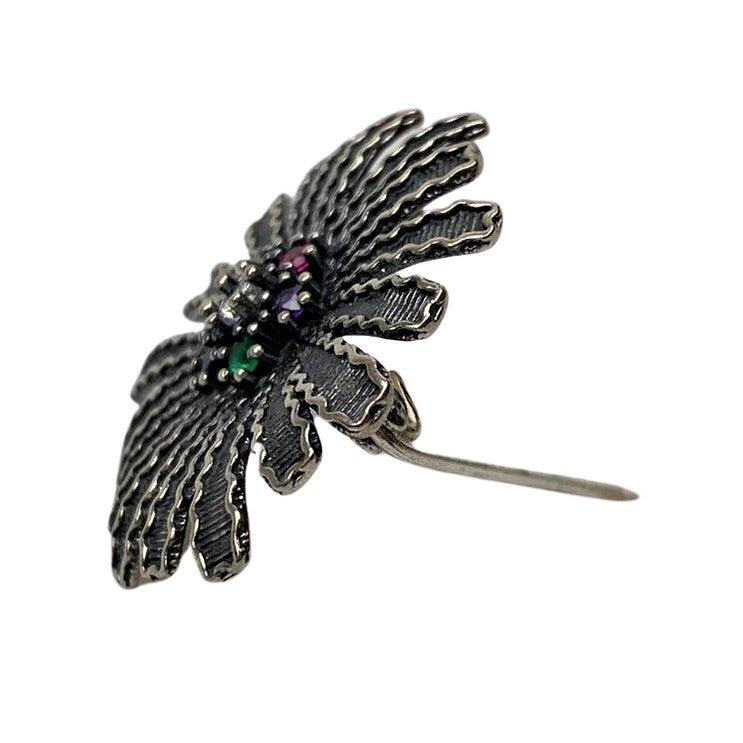 Brosa din Argint 925 Floare Filigran cu Piatra - vivimall.ro