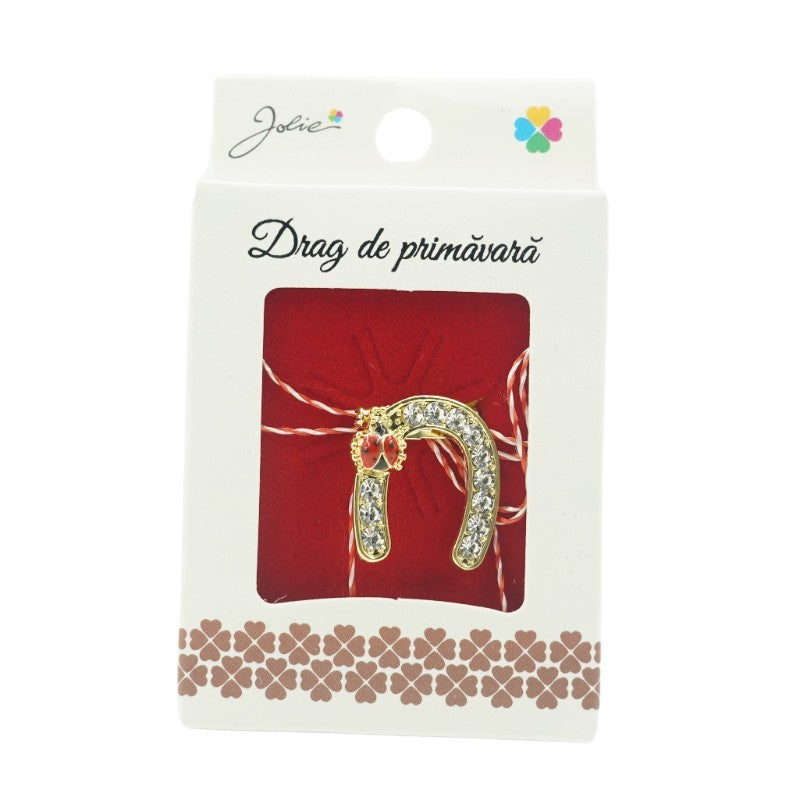 Brosa Mica in Cutie Potcoava cu Pietre - vivimall.ro