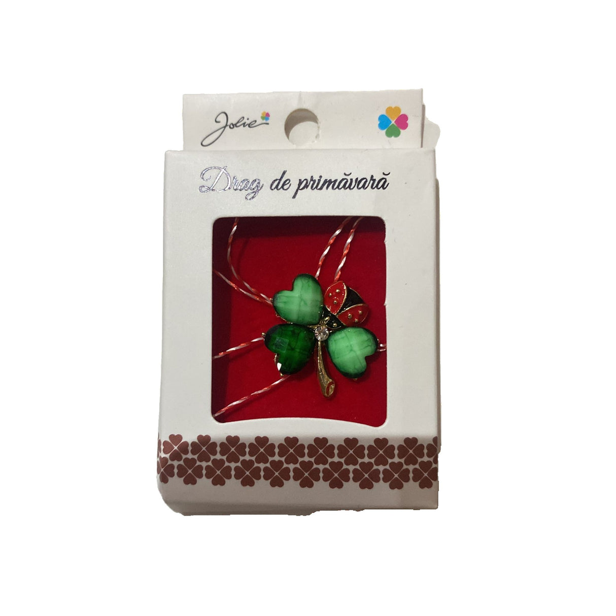 Brosa Mica in Cutie Jolie Trifoi cu Buburuza, 3x4 cm - vivimall.ro