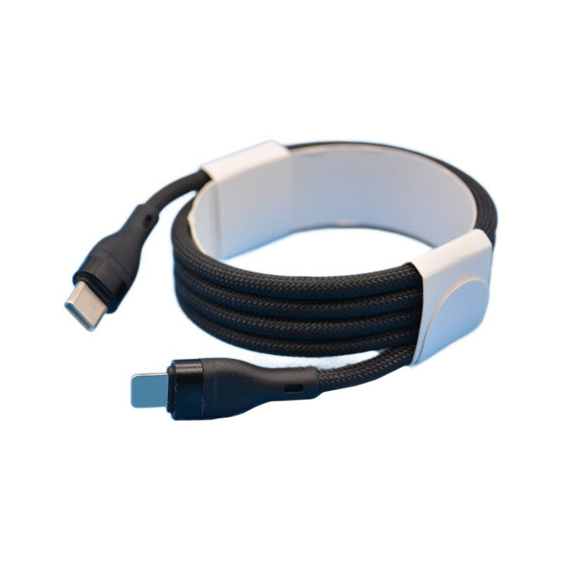 Cablu de Date impletit din Nailon, Flippy, Incarcare Rapida, Potrivit Compatibil cu iPhone, Cablu de Incarcare cu Power Delivery 20W, 2 m, Negru - vivimall.ro