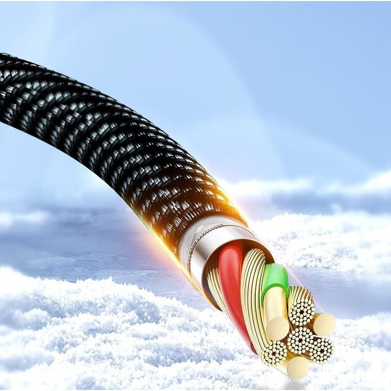 Cablu de Date Type C + USB, Vivimall, Încarcare Super Rapida, 120 W, Afișaj Digital LED, 1 m, Negru - vivimall.ro