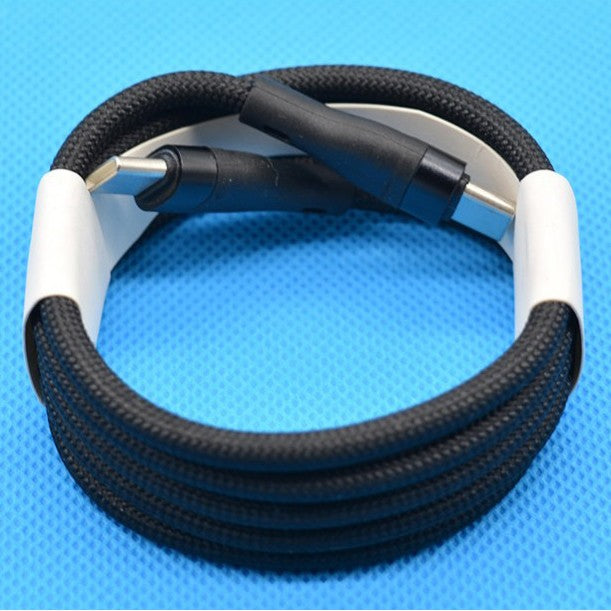 Cablu de Date Universal, Flippy, Incarcare Rapida, Type-C to Type-C Compatibil cu Telefon sau Tableta, Cablu de Incarcare Impletit din Nailon, 1 m, Negru - vivimall.ro