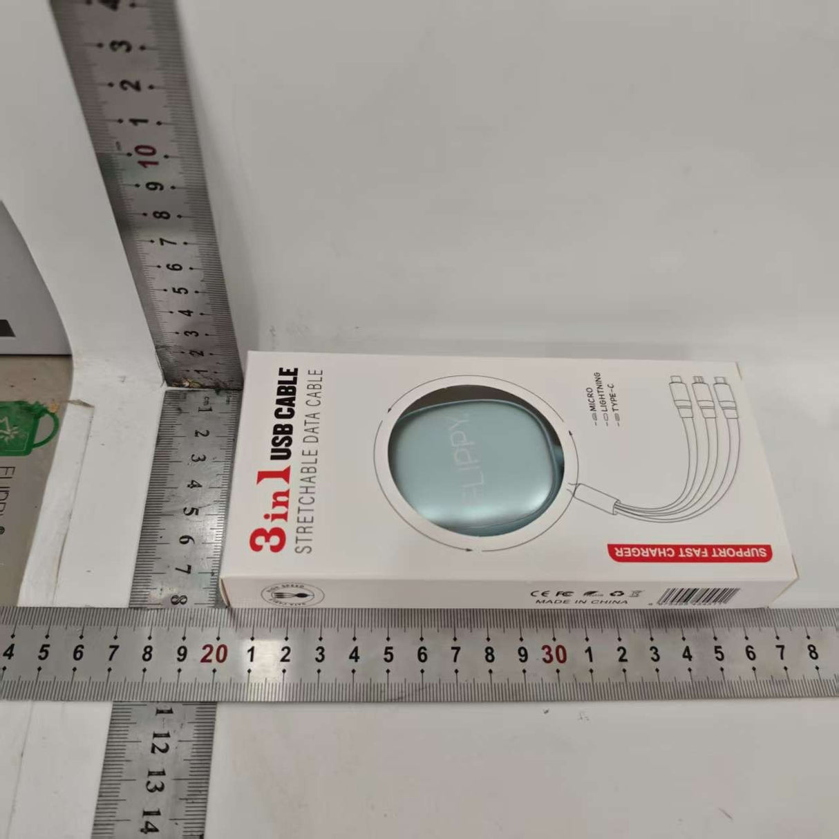 Cablu Retractabil Universal pentru Telefon, Flippy, Universal 3in1 pentru Orice Tip de Telefon, Micro-USB, Lightning, TYPE-C, 1.2M, Albastru deschis - vivimall.ro