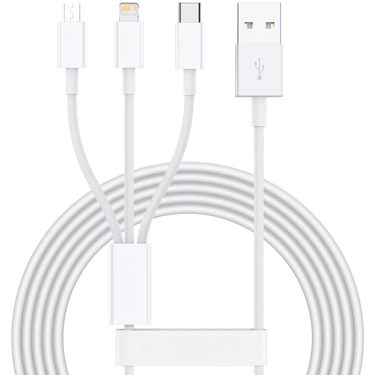 Cablu USB 3in1 Flippy SX - 21, USB la micro USB/USB-C/compatibil iphone, 3A, 1.2m (alb) - vivimall.ro