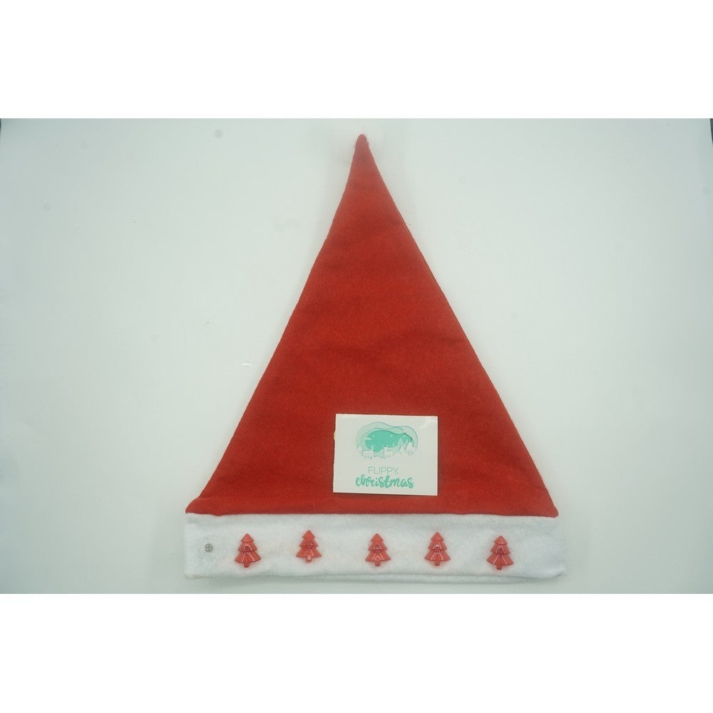 Caciulita de Mos Craciun,Flippy, cu braduti si led, rosie, marime universala, poliester - vivimall.ro