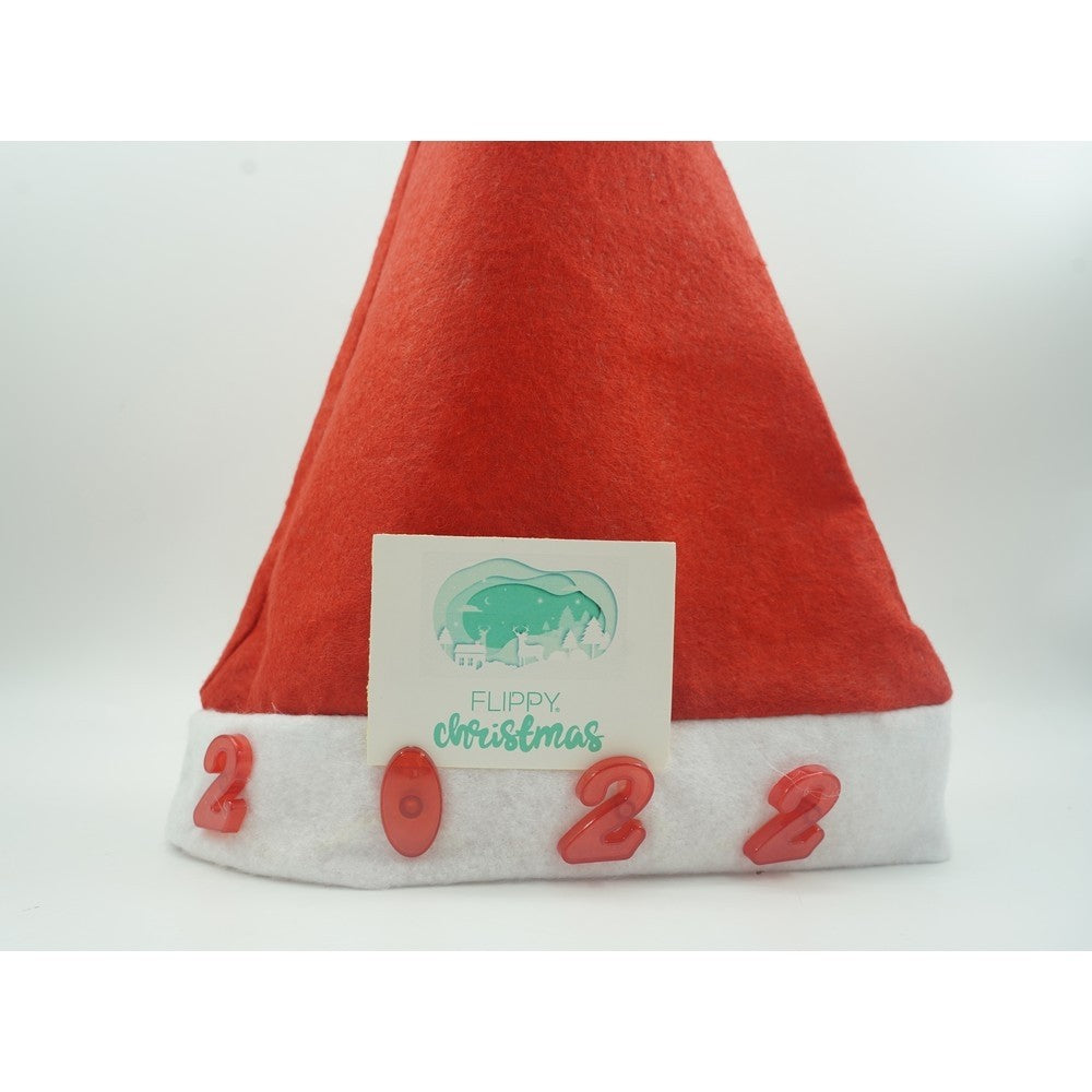 Caciulita de Mos Craciun,Vivimall, cu inscriptie 2022 ,led si muzica, rosie, marime universala, poliester - vivimall.ro