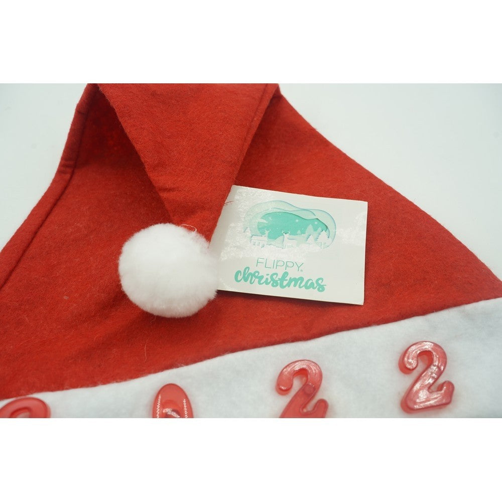 Caciulita de Mos Craciun,Vivimall, cu inscriptie 2022 ,led si muzica, rosie, marime universala, poliester - vivimall.ro