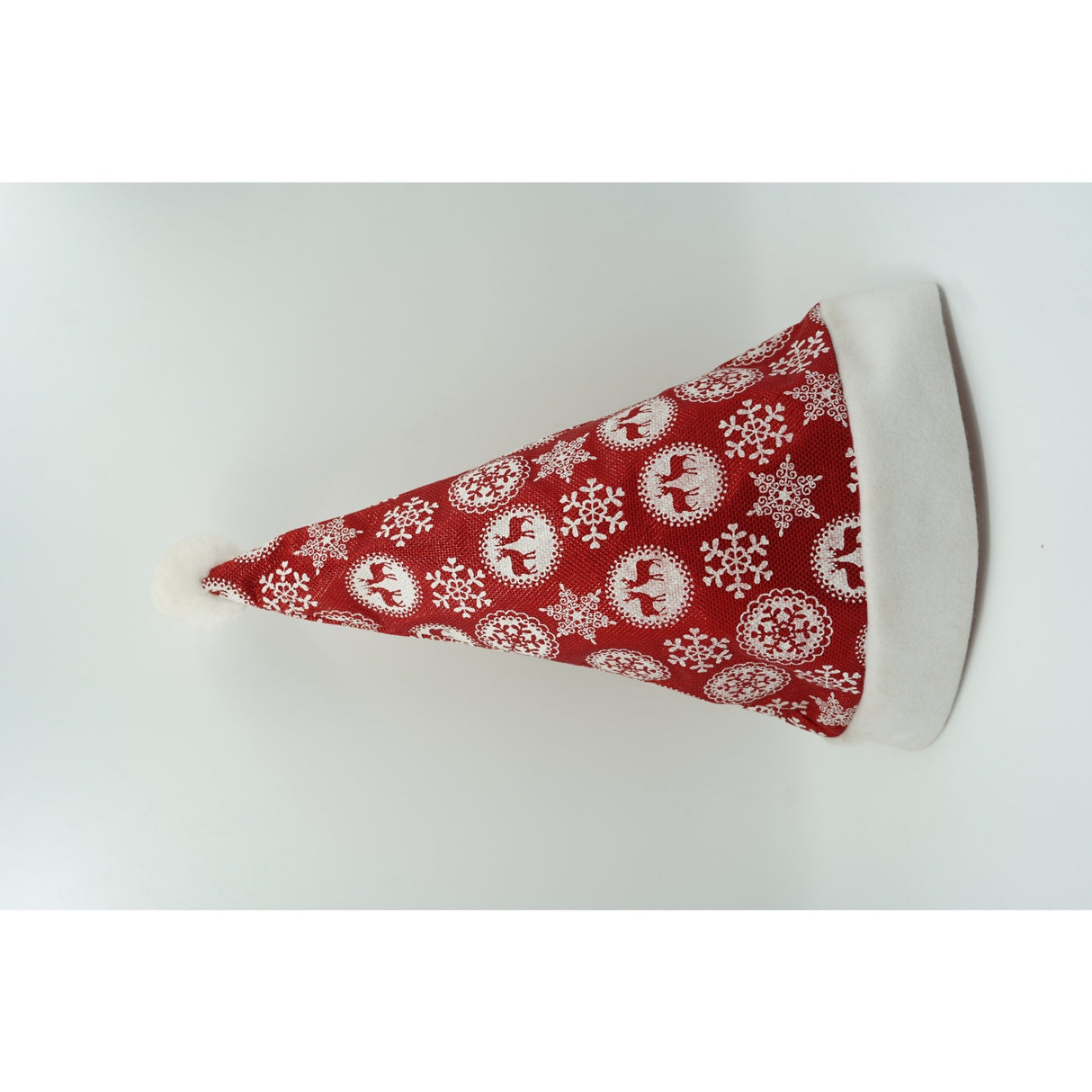 Caciulita de Mos Craciun, Vivimall,cu ornament fulg de nea si sclipici, rosie, marime universala, material textil - vivimall.ro