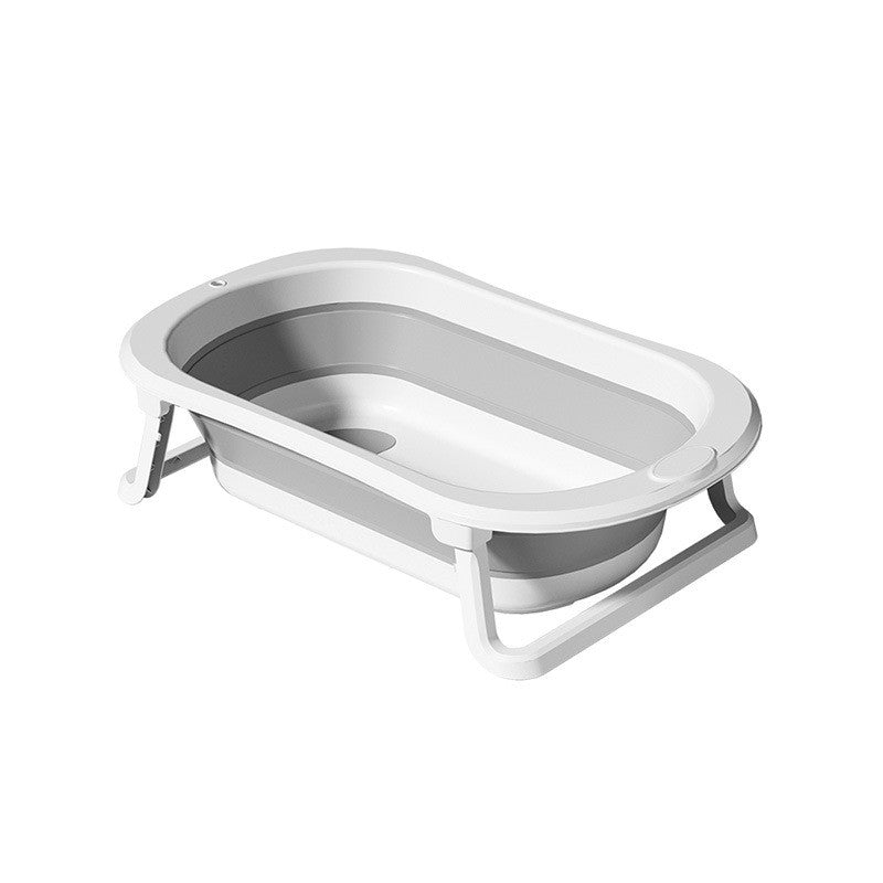 Cada de Baie Pliabila, Vivimall, cu Suport, Indicator de Temperatura, 0-8 Ani, din PP+TPR, 45 l Capacitate, 80 x 50 x 23 cm, Gri - vivimall.ro