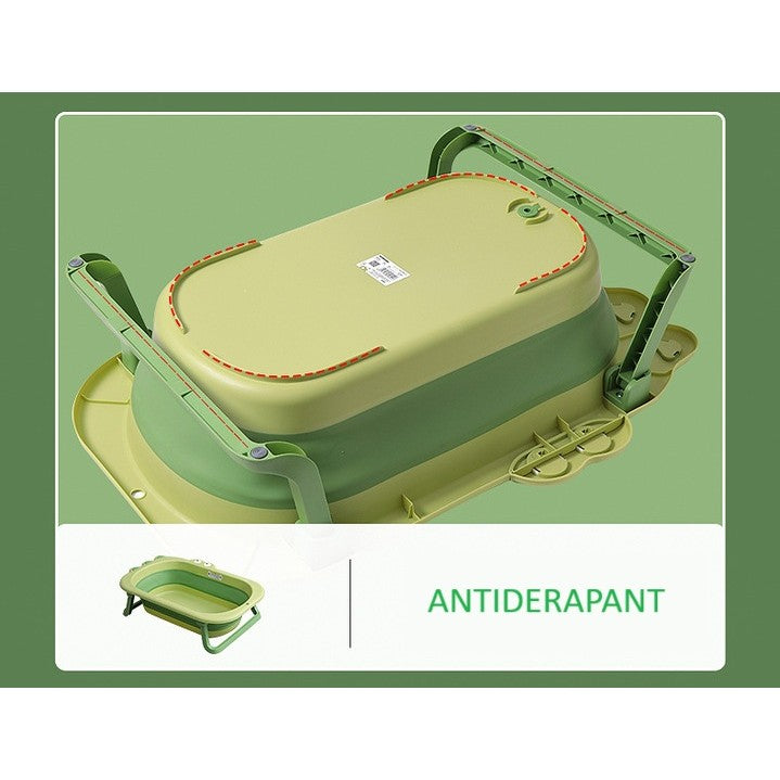 Cada Pliabila pentru Baie, Vivimall, din PP+TPR, pentru Copii 0-6 Ani, Model Crocodil, Dop de Scurgere, 80x54x21 cm, Verde - vivimall.ro