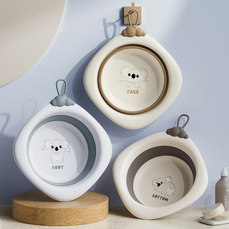 Cada Pliabila pentru Baie pentru Copii, Vivimall, Cadita pentru Bebelusi, Model Romb pentru Fata Koala, Maro, 30x30x3.5 cm, 4L - vivimall.ro