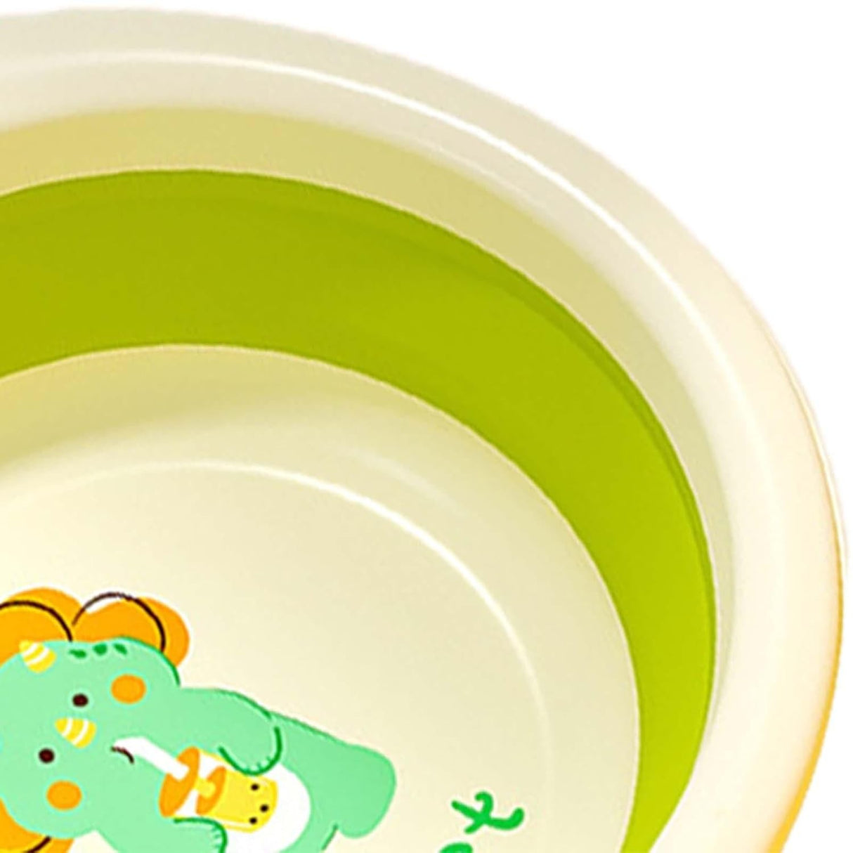 Cada Pliabila pentru Baie pentru Copii, Vivimall, Cadita pentru Bebelusi, Model Rotund cu Dinozaur, Verde, 30x30x3.7 cm, 4L - vivimall.ro