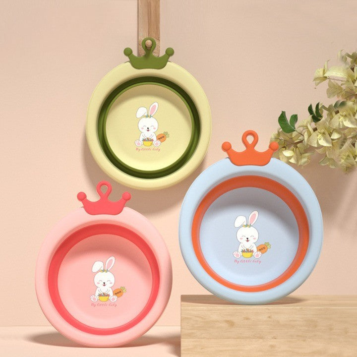 Cada Pliabila pentru Baie pentru Copii, Vivimall, Cadita pentru Bebelusi, Model Rotund cu Iepuras, Roz, 30x31x3.5 cm, 3.3 L - vivimall.ro