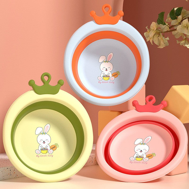 Cada Pliabila pentru Baie pentru Copii, Vivimall, Cadita pentru Bebelusi, Model Rotund cu Iepuras, Roz, 30x31x3.5 cm, 3.3 L - vivimall.ro