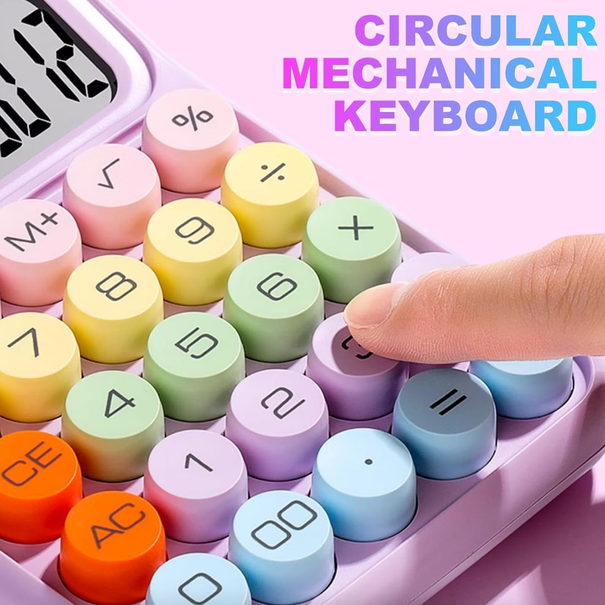 Calculator Electronic pentru Copii, Flippy, Calculator Dragut pentru Scoala Primara, Ecran mare 12 digits si Tastatura Mecania, 16 x 11 x 2 cm, Roz - vivimall.ro