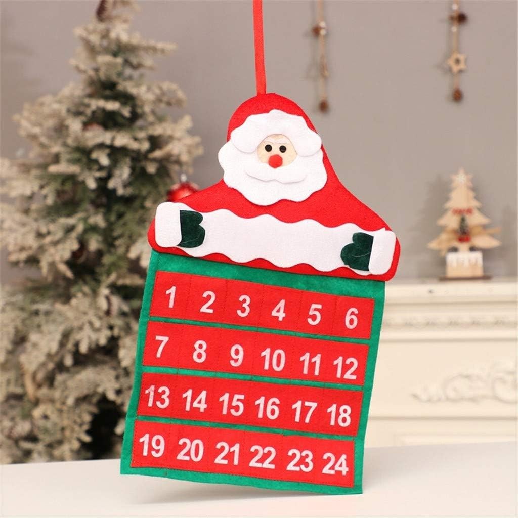 Calendar de Craciun Vivimall, Mos Craciun, tip decoratiune, material poliester, cu buzunarele, pentru brad sau prete, 20 x 30 cm, multicolor - vivimall.ro