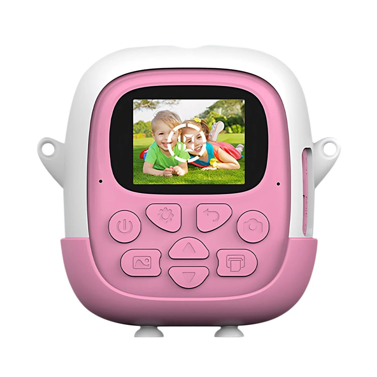 Camera Instantanee pentru Copii, Vivimall, cu Functie de Printare, Cablu USB-C, Bluetooth, Compatibil iOS/Android, Camera Frontala + Selfie, Model Iepure, Snur Inclus, Roz - vivimall.ro