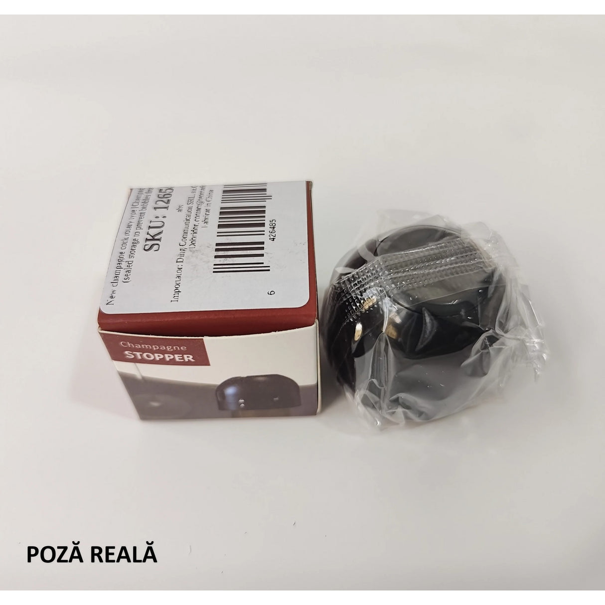 Capac de Etansare a Sticlei de Sampanie, Vivimall, Rotativ, On-Off, Silicon, Reutilizabil, Usor de Depozitat si Folosit, 3.9 x 3.9 x 3.3 cm, Negru - vivimall.ro