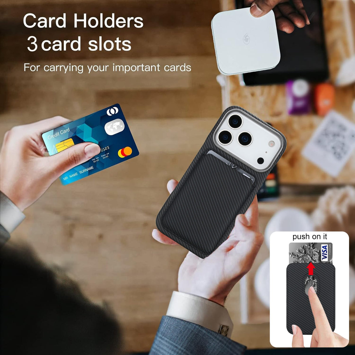 Husa Magsafe cu Suport Card, pentru iPhone 17, Flippy, Mov