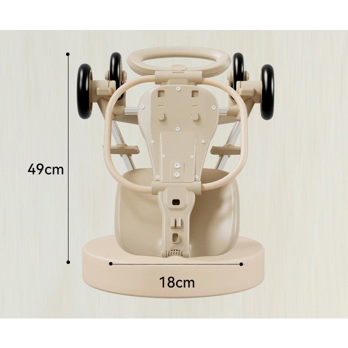 Carucior Pliabil, Vivimall, 1-3 Ani, Reversibil, 4 Roti, Parasolar, din Aliaj de Aluminiu + Plastic + Textil, 52 x 42 x 90 cm, Bej - vivimall.ro