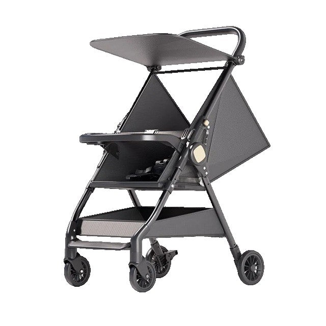 Carut Pliabil, Vivimall, Usor, Compatibil cu Avionul, de Plimbat/Dormit, Parasolar, Cutie Depozitare, Tabla de Masa, 93 x 70 x 40 cm, Negru - vivimall.ro