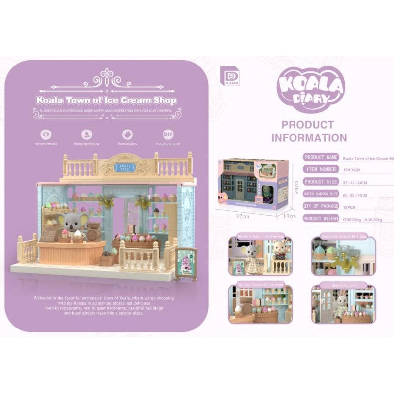 Set Casa de papusi, magazin de inghetata, cu mobilier si figurine, Vivimall - vivimall.ro