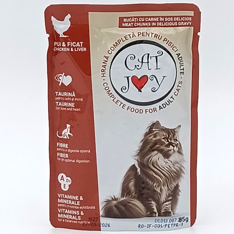 Hrana Umeda pentru Pisici in Sos, Cat Joy, Pui si Ficat, Plic 85 g - vivimall.ro