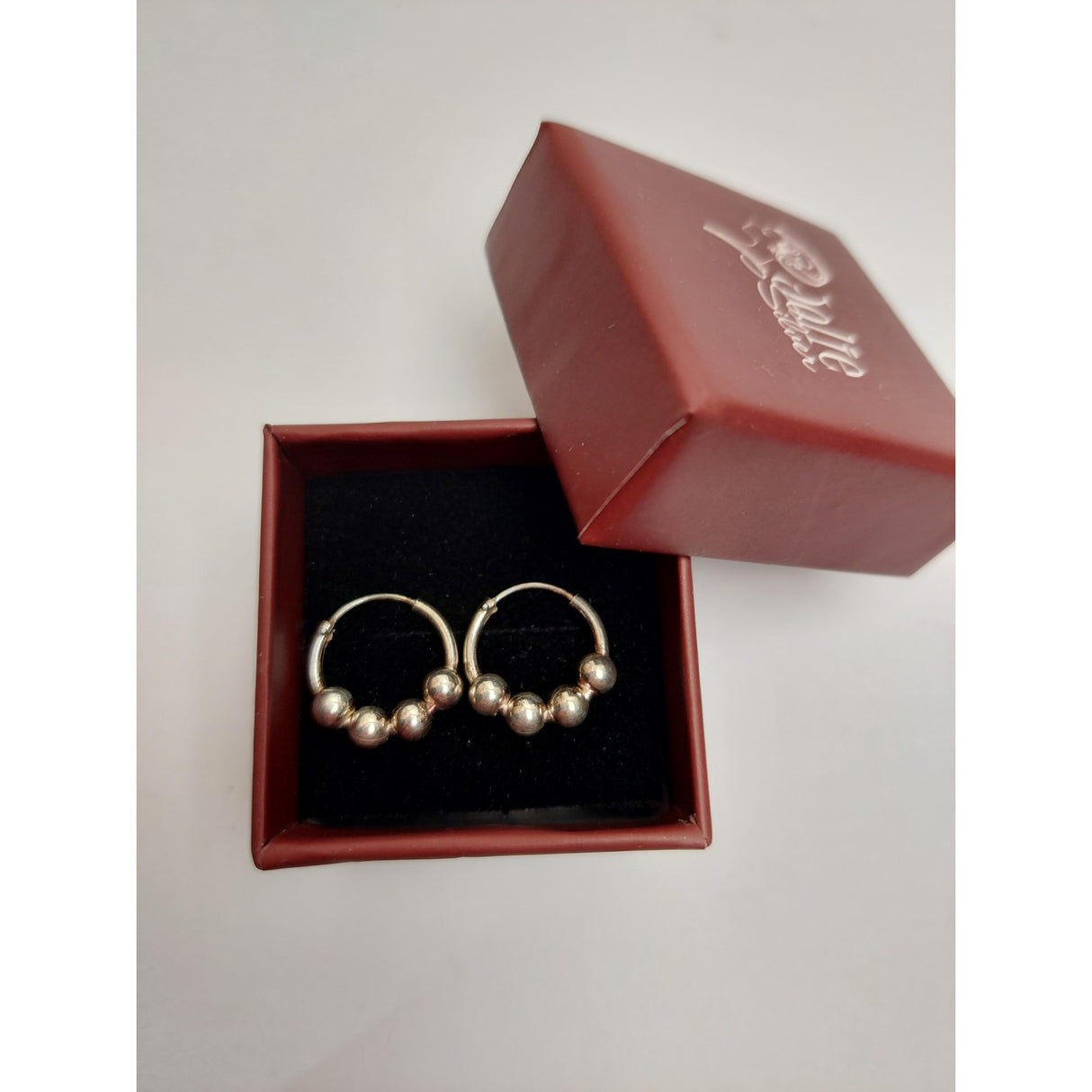 Cercei Argint 925 Creole 12 mm cu 4 Bilute, Jolie Silver, 1.6g, 1 cm x 1 cm - vivimall.ro