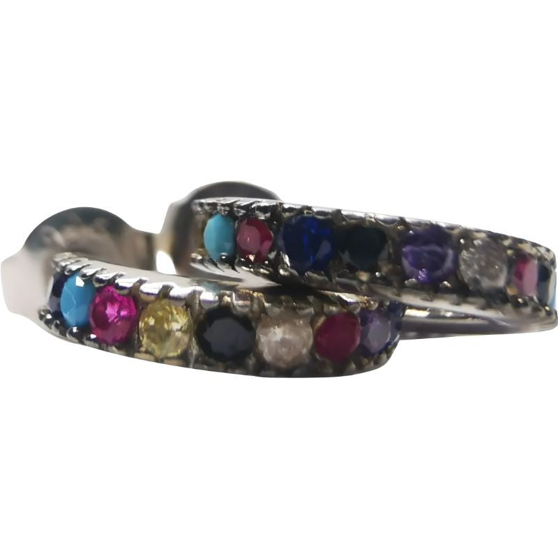 Cercei Argint 925 Creole cu Pietre Colorate - vivimall.ro