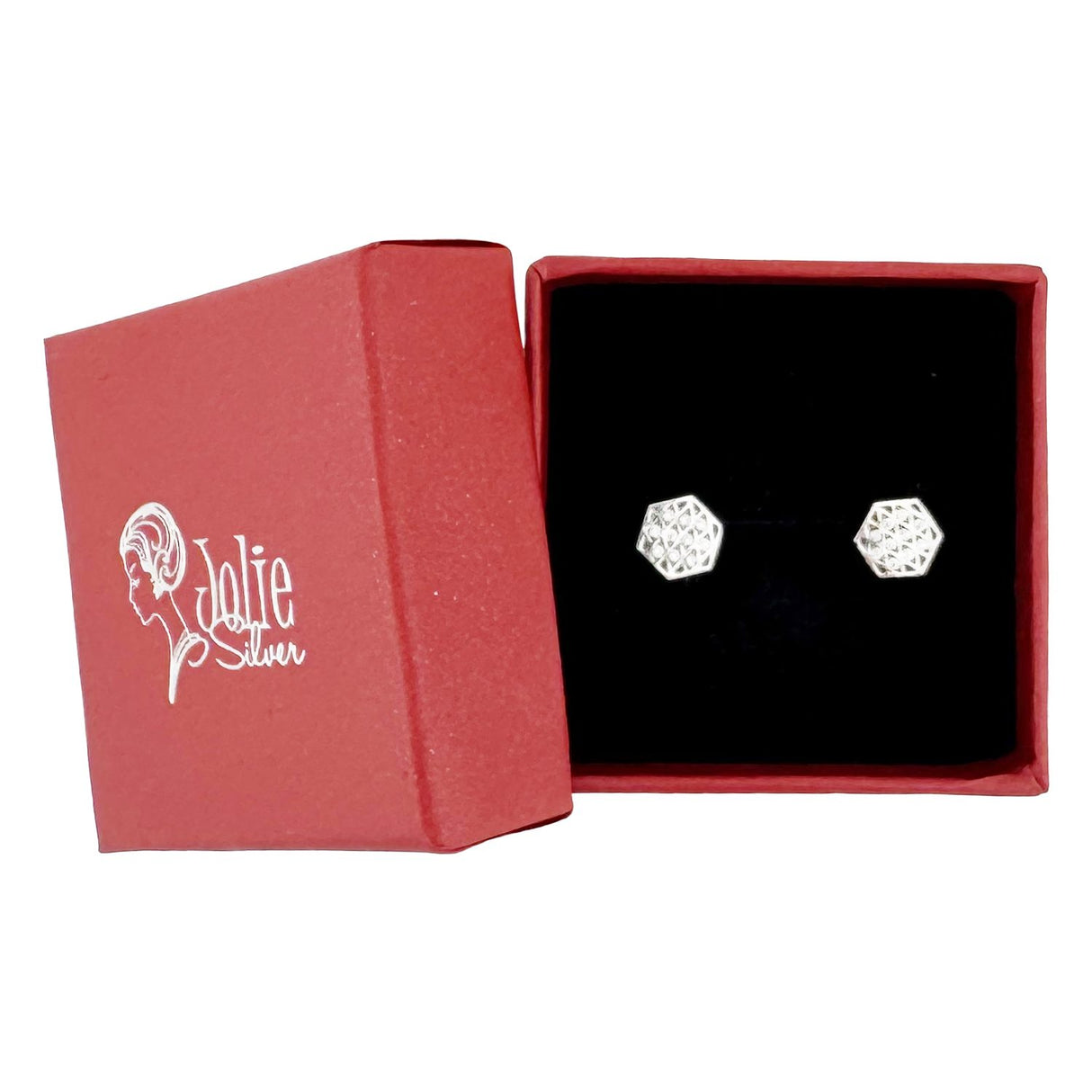Cercei Dama Copii, Jolie, Argint 925, Model Romb cu Pietricele, 1.5 g, Argintiu - vivimall.ro