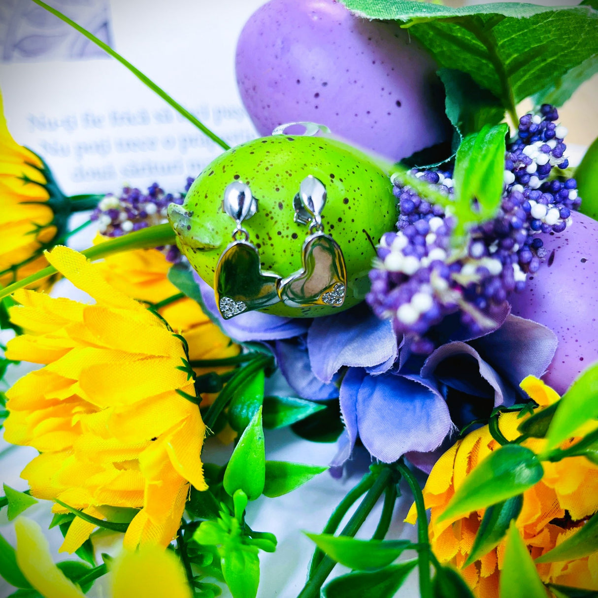 Cercei din Argint 925 Jolie Silver, Model Inimi cu Zirconii, 29 x 13 mm, 2.8 g - vivimall.ro