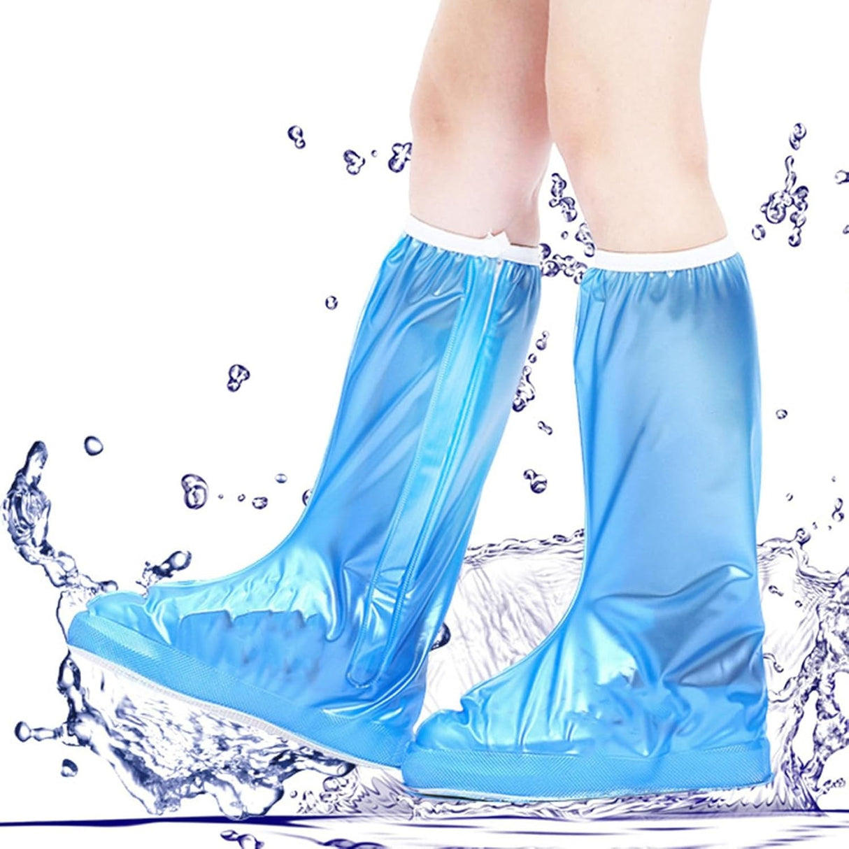 Protectie Incaltaminte pentru Ploaie si Noroi, Flippy, Impermeabila, Talpa Antiderapanta, cu Fermoar si Capsa, Inaltime 40 cm, Marime M 36-37, Albastru - vivimall.ro