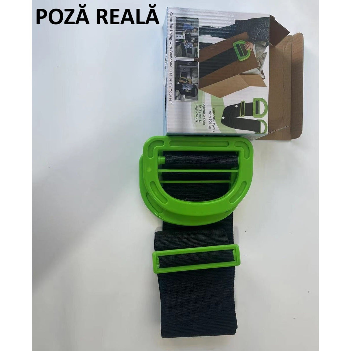 Chinga Tip Banda Elastica Pentru Transportul Obiectelor Grele, Vivimall, Lungime Maxima 1.7 m, Greutate de Sustinere 100 kg, Negru/Verde - vivimall.ro